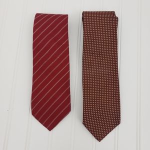 Hugo Boss Silk Tie Set Red Stripe Polka Dot Classic Business Wear